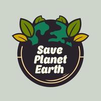 save planet earth world globe green environment and earth day concept vector illustration