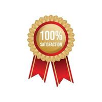 Customer satisfaction guaranteed gold and red badge. vector