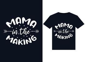 Mama in The Making illustrations for print-ready T-Shirts design vector