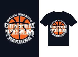 March Madness Custom team designs Up illustrations for print-ready T-Shirts design vector