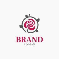 circle rose branch logo florist vector