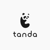 letter t panda logo vector