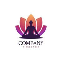 lotus yoga silhouette woman logo vector
