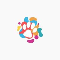 paint colorful splash paw pet vet clinic logo vector