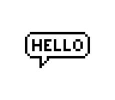 Text bubble Hello pixel art vector