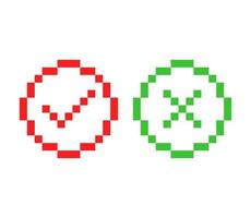 check mark and cross mark pixel art vector