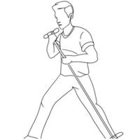 arte de línea de cantante minimalista, dibujo de contorno de música, boceto simple, gráfico vectorial, diseño masculino, ilustración vector