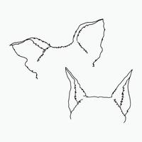 Dog Ears Line Art, Puppy Drawing, Simple Sketch, Vector File, Outline Animal, Illustration Design