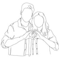 arte de línea de pareja, dibujo de contorno de personas, boceto simple de mujer de hombre, ilustración vectorial, diseño gráfico vector