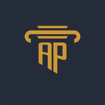 AP initial logo monogram with pillar icon design vector image
