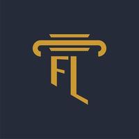 FL initial logo monogram with pillar icon design vector image