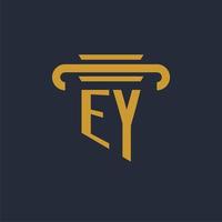 EY initial logo monogram with pillar icon design vector image