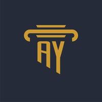 AY initial logo monogram with pillar icon design vector image