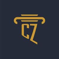 CZ initial logo monogram with pillar icon design vector image