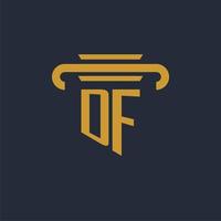 DF initial logo monogram with pillar icon design vector image