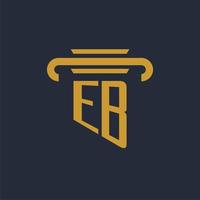 EB initial logo monogram with pillar icon design vector image