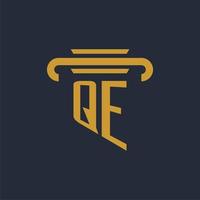 QE initial logo monogram with pillar icon design vector image