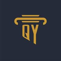 QY initial logo monogram with pillar icon design vector image