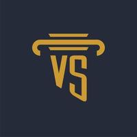 vs monograma de logotipo inicial con imagen vectorial de diseño de icono de pilar vector