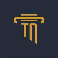 TN initial logo monogram with pillar icon design vector image