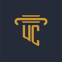 WC initial logo monogram with pillar icon design vector image