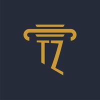 TZ initial logo monogram with pillar icon design vector image