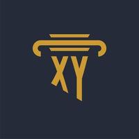monograma del logotipo inicial xy con imagen vectorial de diseño de icono de pilar vector