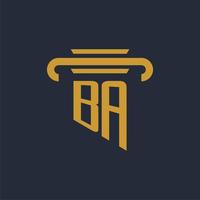 monograma del logotipo inicial de ba con imagen vectorial de diseño de icono de pilar vector