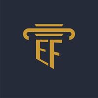 EF initial logo monogram with pillar icon design vector image