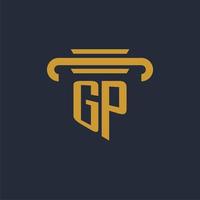 monograma del logotipo inicial gp con imagen vectorial de diseño de icono de pilar vector