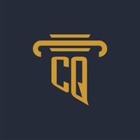 CQ initial logo monogram with pillar icon design vector image