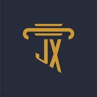 Monograma de logotipo inicial jx con imagen vectorial de diseño de icono de pilar vector