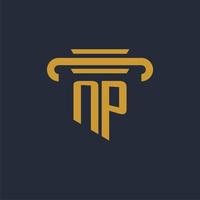 NP initial logo monogram with pillar icon design vector image