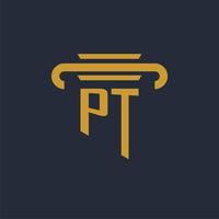 PT initial logo monogram with pillar icon design vector image