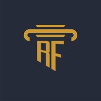 RF initial logo monogram with pillar icon design vector image