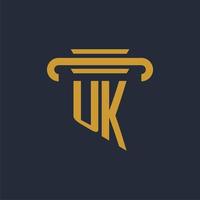 UK initial logo monogram with pillar icon design vector image