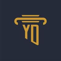 YD initial logo monogram with pillar icon design vector image