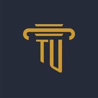 TU initial logo monogram with pillar icon design vector image