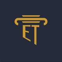 ET initial logo monogram with pillar icon design vector image