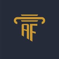 AF initial logo monogram with pillar icon design vector image