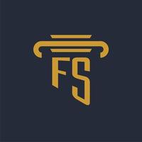 monograma del logotipo inicial fs con imagen vectorial de diseño de icono de pilar vector