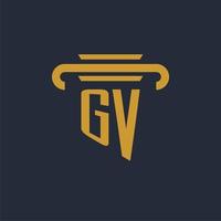 GV initial logo monogram with pillar icon design vector image