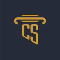 CS initial logo monogram with pillar icon design vector image