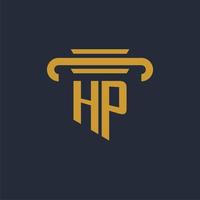 monograma del logotipo inicial de hp con imagen vectorial de diseño de icono de pilar vector