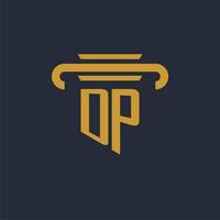 DP initial logo monogram with pillar icon design vector image