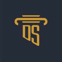 DS initial logo monogram with pillar icon design vector image