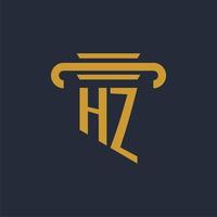 HZ initial logo monogram with pillar icon design vector image