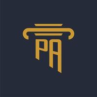 monograma del logotipo inicial pa con imagen vectorial de diseño de icono de pilar vector