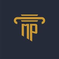 monograma del logotipo inicial de mp con imagen vectorial de diseño de icono de pilar vector