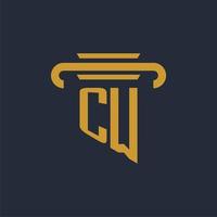 CW initial logo monogram with pillar icon design vector image